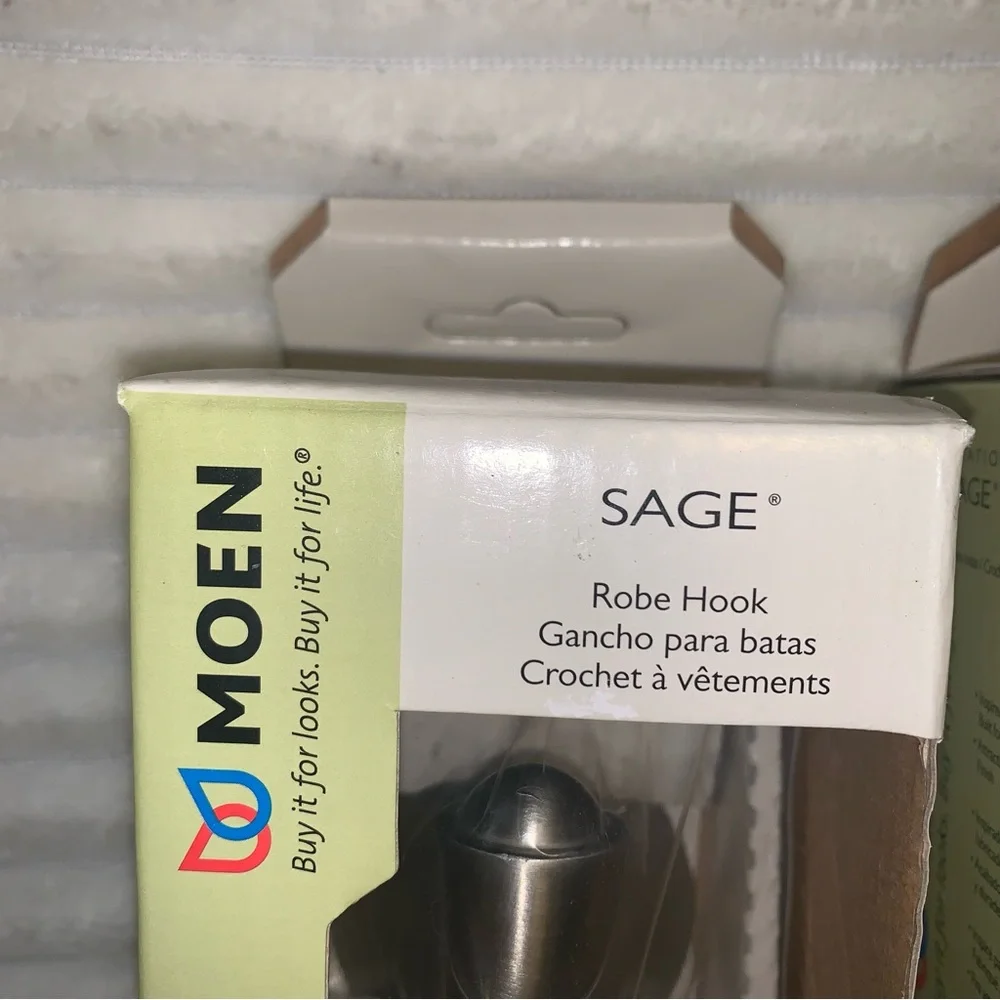 Lot of 2 MOEN Inspirations SAGE COLLECTION Brushed Nickel Robe Hooks DN6803BN